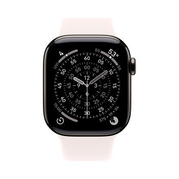 Apple Watch Series 11, 42 mm, Slate Titanium GPS+Cellular, Light Blush Sport Band M/L
